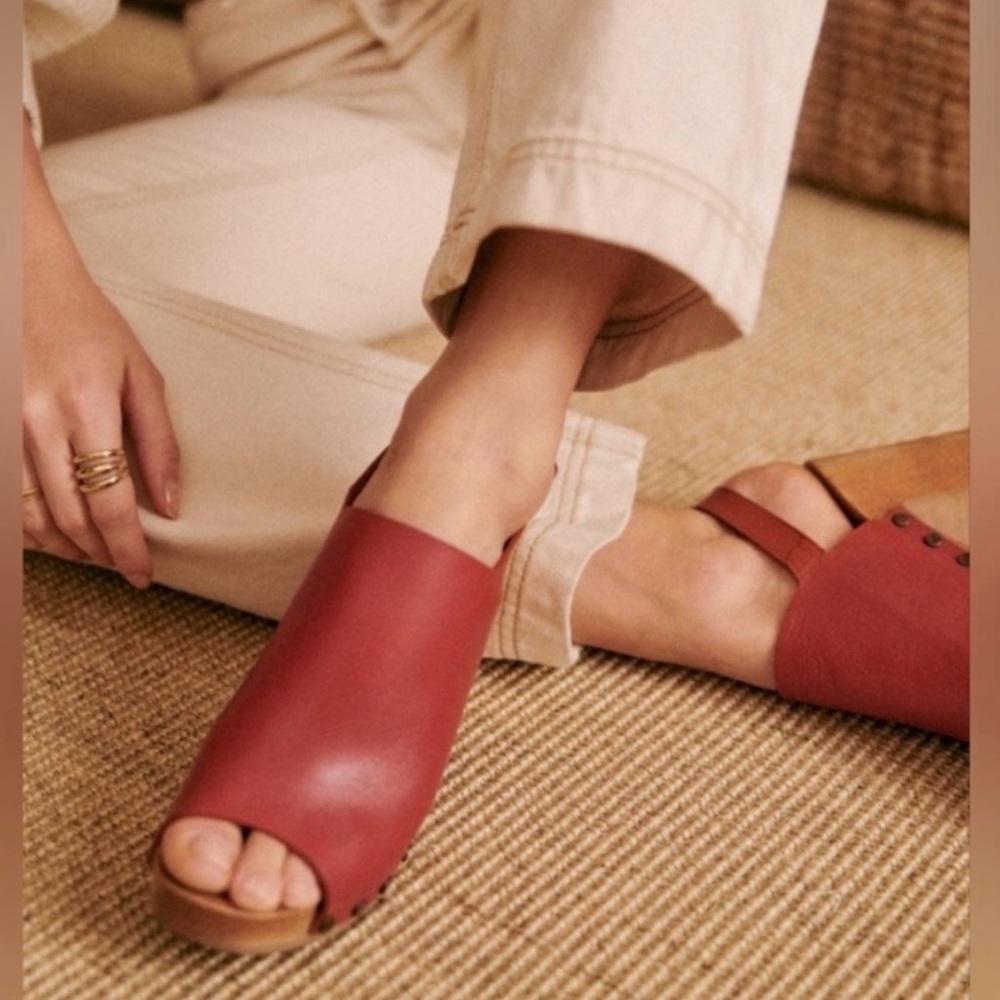 Sezane Dakota High Clogs Terracotta Leather Size 39 (US 8) - Picture 2 of 5